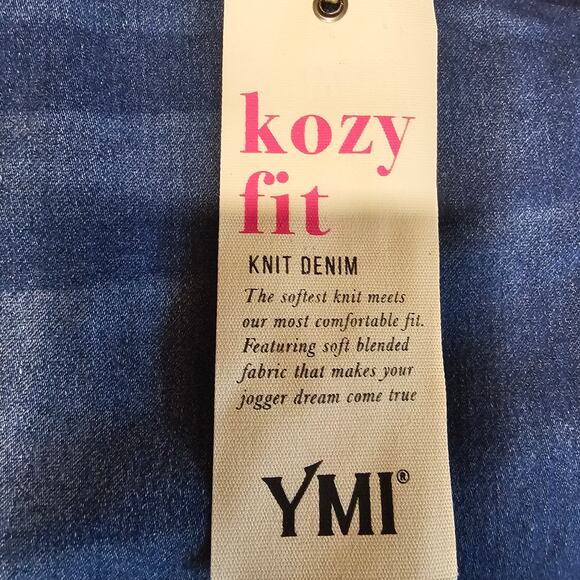 NEW YMI Kozy Fit Knit Denim Jeans Joggers Mid Blue Wash Women's Plus 2X 3544 - Picture 5 of 10